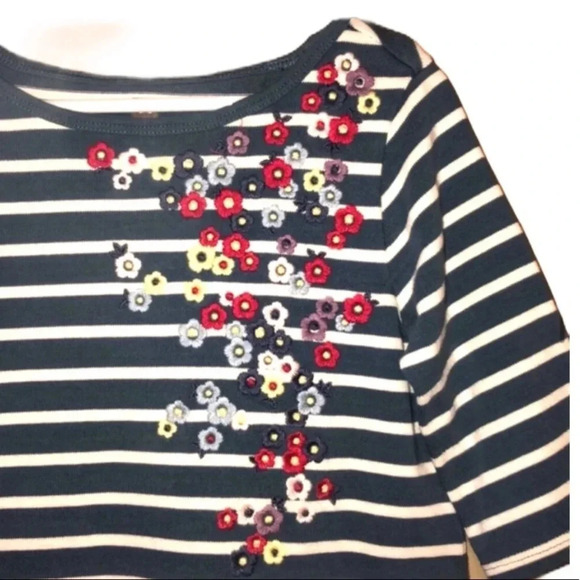 TEA COLLECTION EUC GIRLS DRESS STRIPES NAVY SIZE 7 - Picture 4 of 4